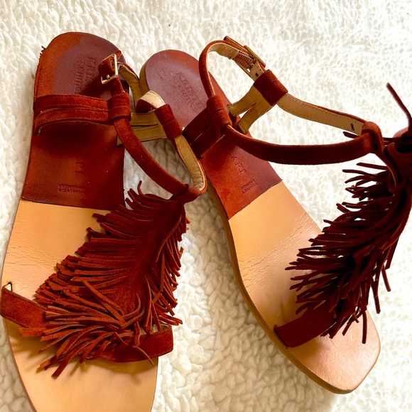 Kristin Cavallari brown leather fringe sandals - Picture 3 of 4